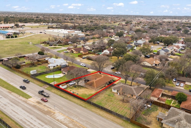 aerial view featuring a residential view