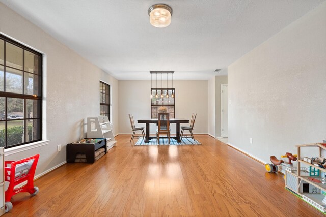 dining room with baseboards and wood finished floors