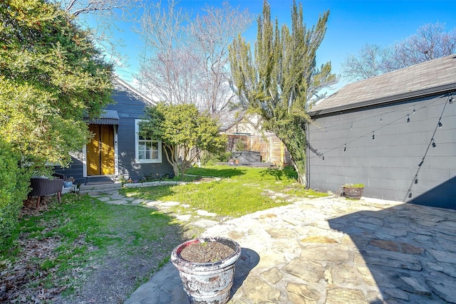 view of yard featuring a patio area