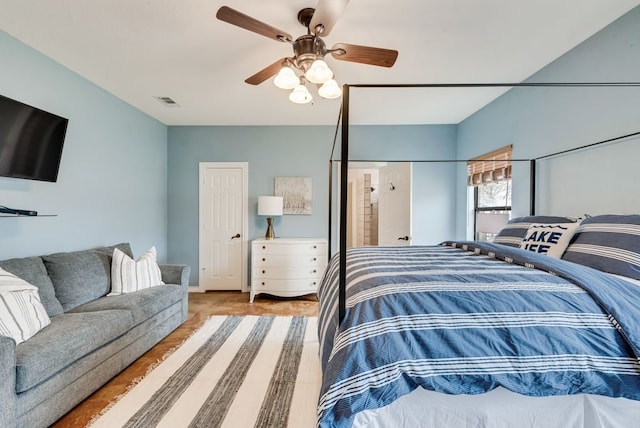 bedroom featuring a ceiling fan