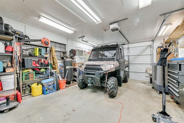 garage with a garage door opener