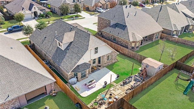 aerial view with a residential view