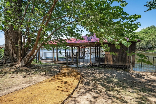 view of dock with fence