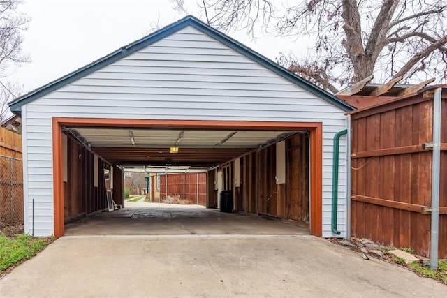 detached garage with fence