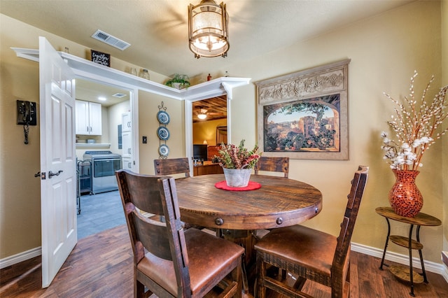 107 S Graves St, Mckinney, TX 75069 - dining area featuring dark wood-style floors and baseboards