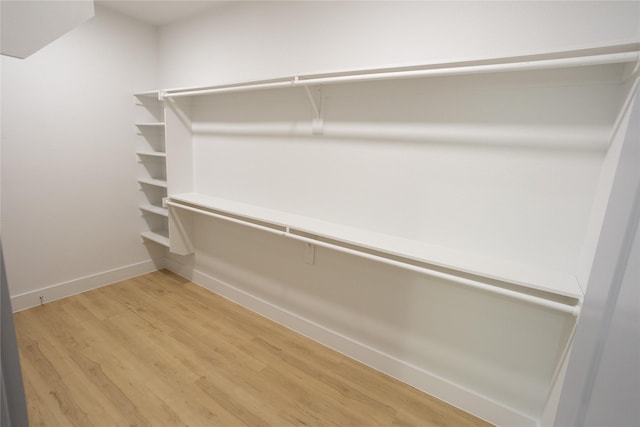 spacious closet featuring light wood-style flooring