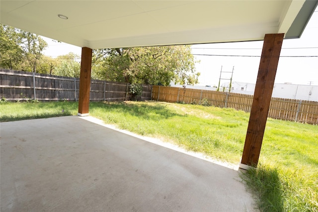 view of patio featuring a fenced backyard