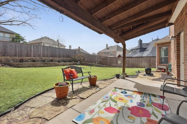 view of patio / terrace with entry steps and a fenced backyard