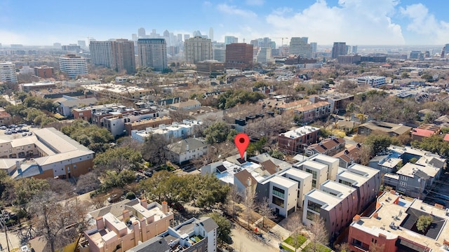 bird's eye view with a city view