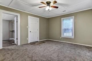 carpeted empty room with ceiling fan