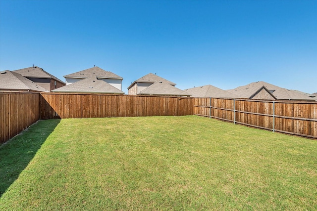 view of yard with a fenced backyard