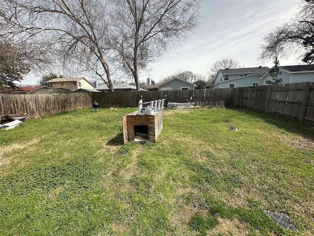 view of yard with a fenced backyard