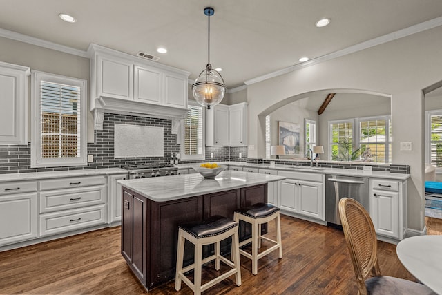 kitchen featuring white cabinetry, visible vents, and appliances with stainless steel finishes