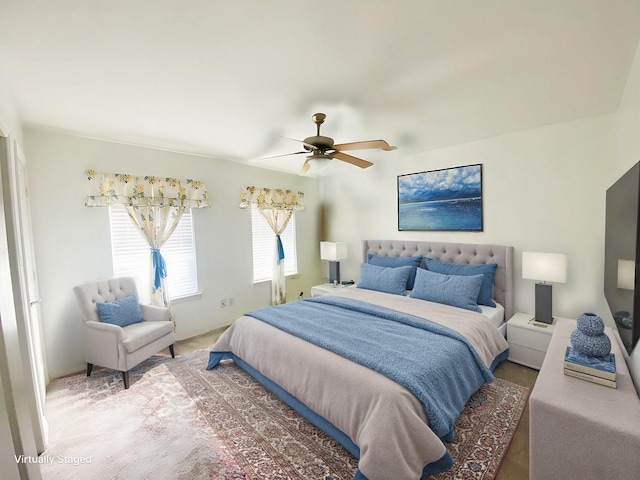 bedroom featuring ceiling fan