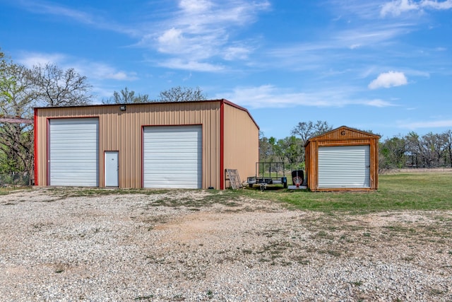 view of detached garage