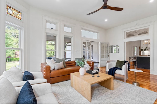 1502 W Virginia St, Mckinney, TX 75069 - living room with wood finished floors, a ceiling fan, and recessed lighting