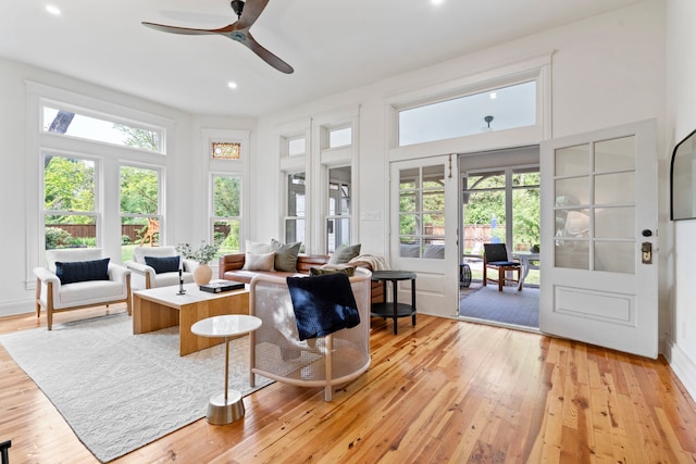 1502 W Virginia St, Mckinney, TX 75069 - living room with a ceiling fan, light wood finished floors, and recessed lighting