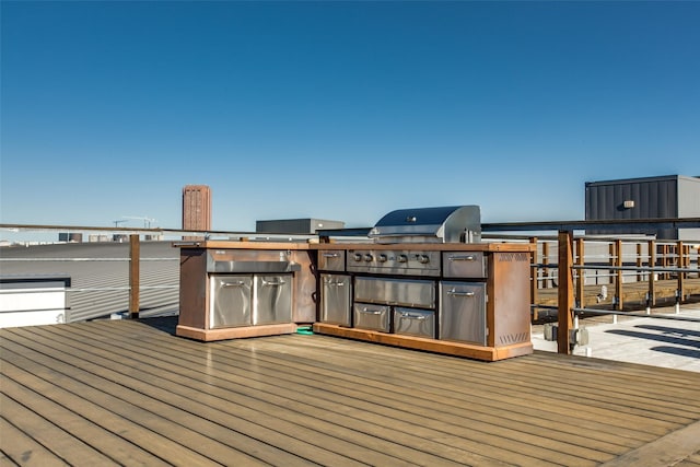 wooden terrace with grilling area