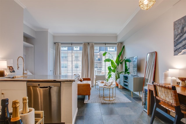 interior space featuring ornamental molding