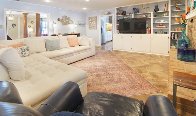 living area featuring recessed lighting