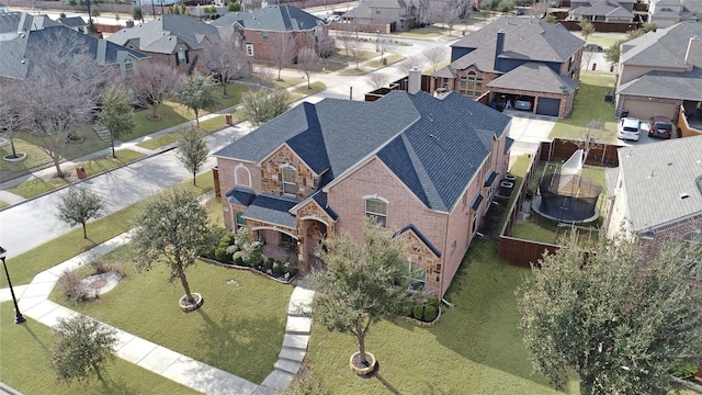 bird's eye view with a residential view