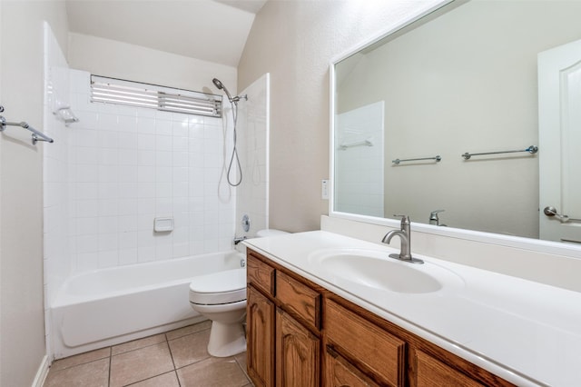 13356 Four Willows Dr, Frisco, TX 75035 - full bathroom with toilet, vanity, tile patterned floors, and bathing tub / shower combination