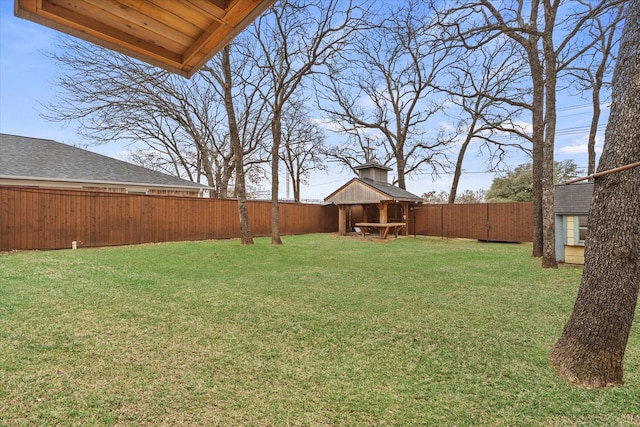 view of yard featuring a fenced backyard