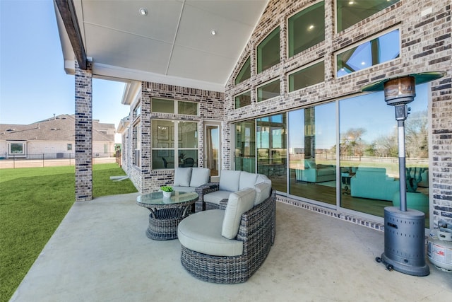 view of patio featuring an outdoor hangout area