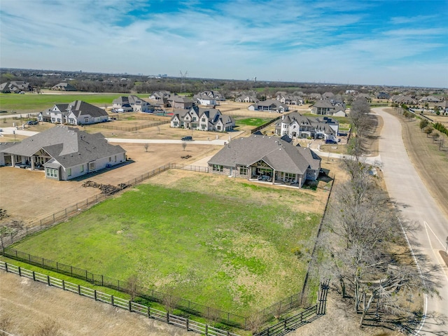 bird's eye view with a residential view and a rural view