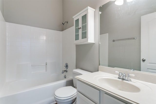 full bath with vanity, toilet, and shower / bathtub combination