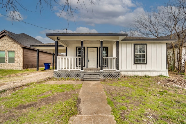 view of front of house featuring a porch and board and batten siding