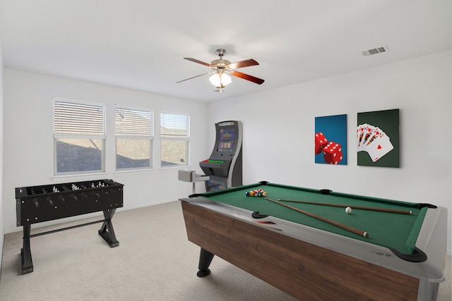 1536 Wolfberry Ln, Northlake, TX 76226 - playroom featuring ceiling fan, carpet floors, pool table, and baseboards
