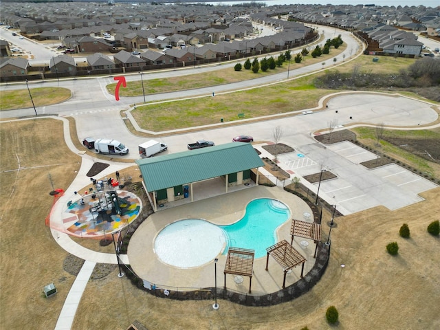 drone / aerial view with a residential view