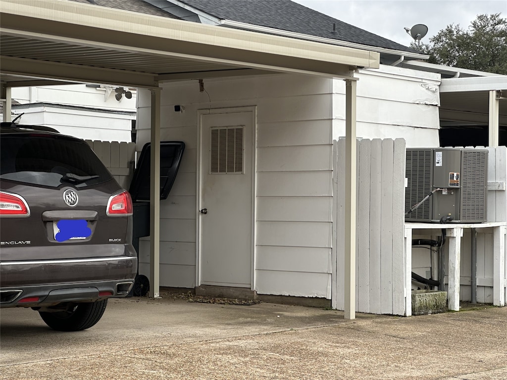 garage with central air condition unit