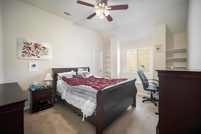 1202 Newcastle St, Roanoke, TX 76262 - carpeted bedroom with baseboards, vaulted ceiling, and a ceiling fan