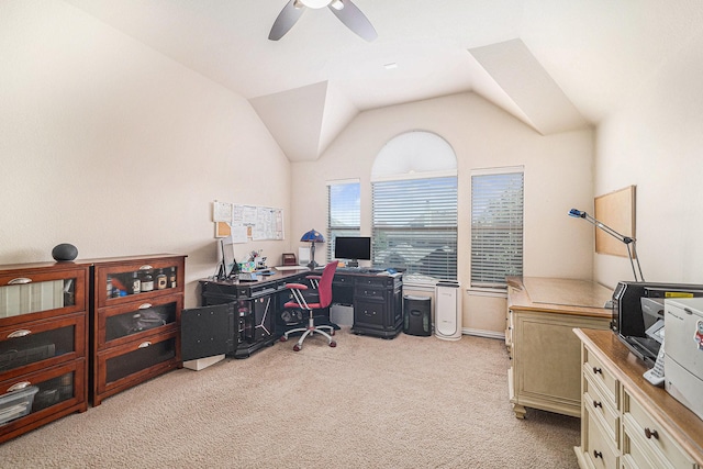 1202 Newcastle St, Roanoke, TX 76262 - office space featuring light colored carpet, a ceiling fan, and vaulted ceiling