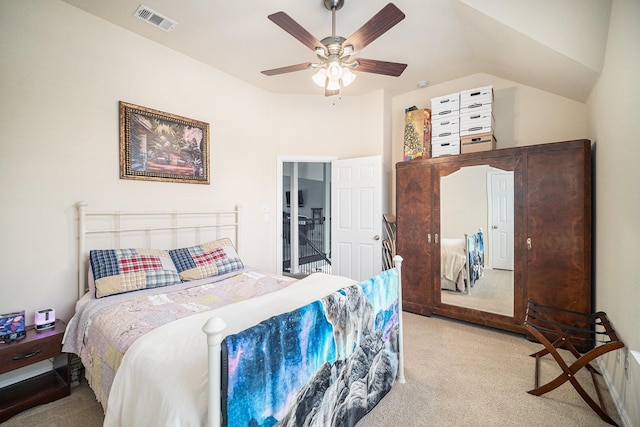 1202 Newcastle St, Roanoke, TX 76262 - bedroom with light colored carpet, a ceiling fan, and lofted ceiling