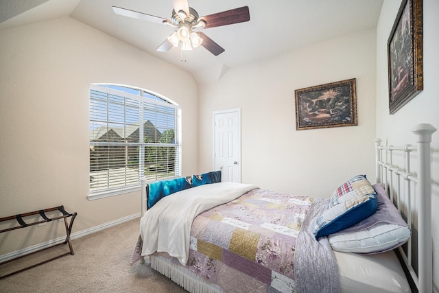 1202 Newcastle St, Roanoke, TX 76262 - bedroom featuring lofted ceiling, carpet floors, ceiling fan, and baseboards