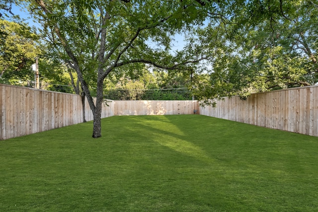 view of yard with a fenced backyard