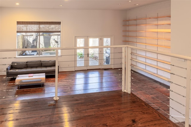 interior space featuring hardwood / wood-style flooring and recessed lighting