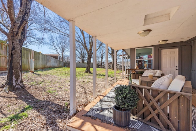 view of patio featuring a fenced backyard