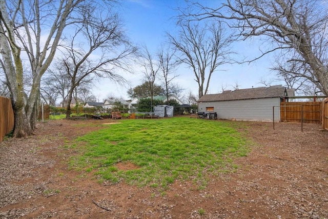 view of yard with a fenced backyard