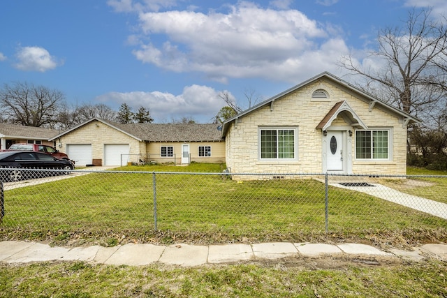 view of front of home with a fenced front yard and a front yard