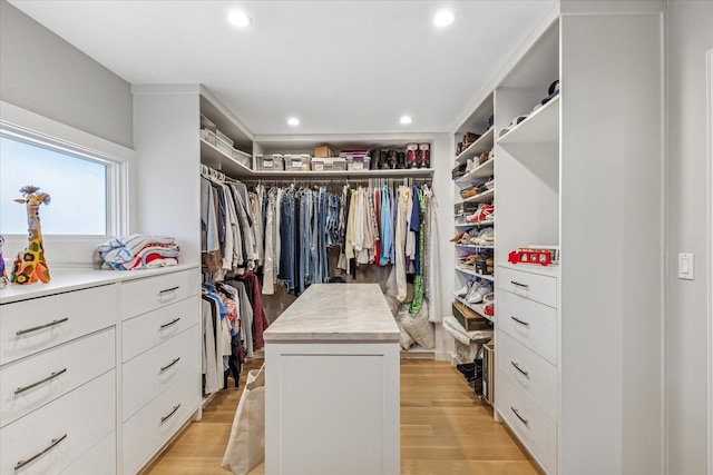 spacious closet featuring light wood finished floors