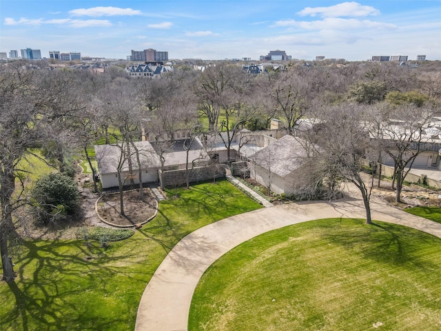 aerial view with a city view