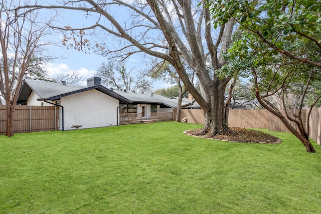 view of yard featuring a fenced backyard