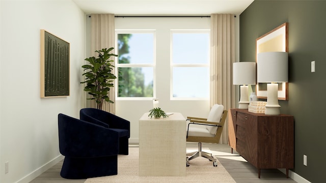 sitting room featuring wood finished floors and baseboards