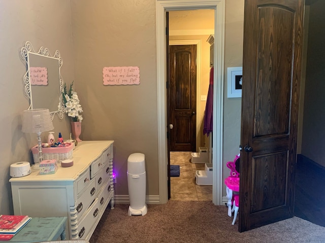 bedroom with carpet floors