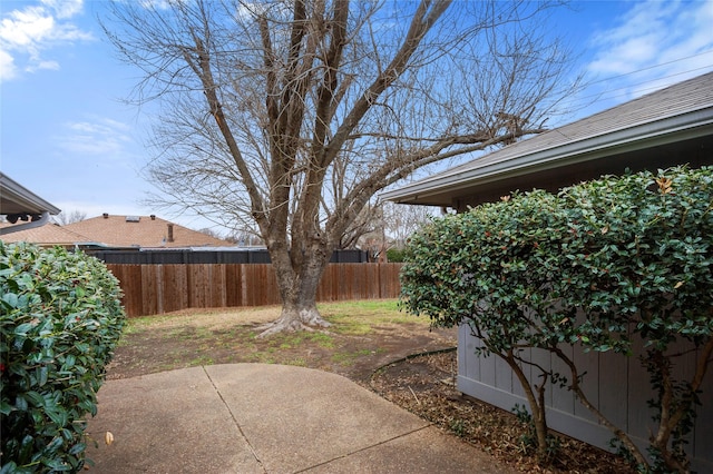 view of yard with a patio area and fence