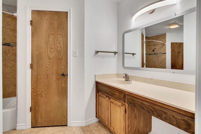 full bath featuring tile patterned flooring and vanity